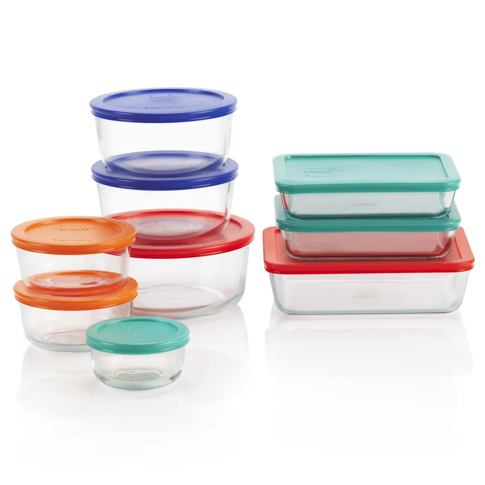 Williams Sonoma Pyrex Colored Lid Set, Set of 18