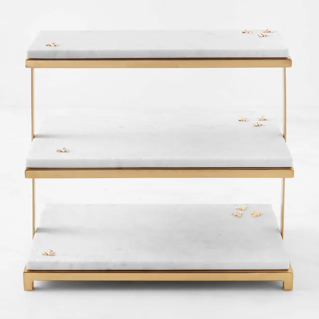 Linden Handcrafted Marble Triple Tier Shelf