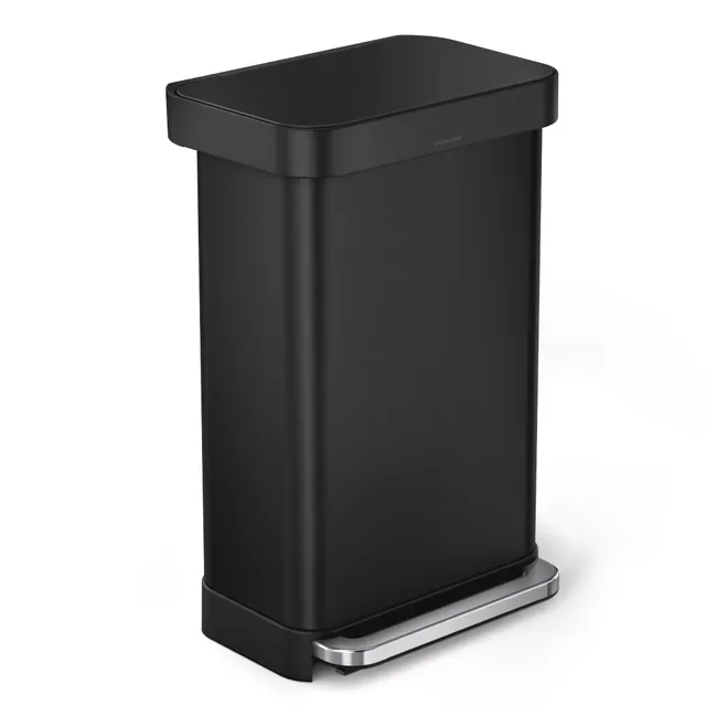 simplehuman Rectangular Plastic Step Trash Can With Liner Pocket