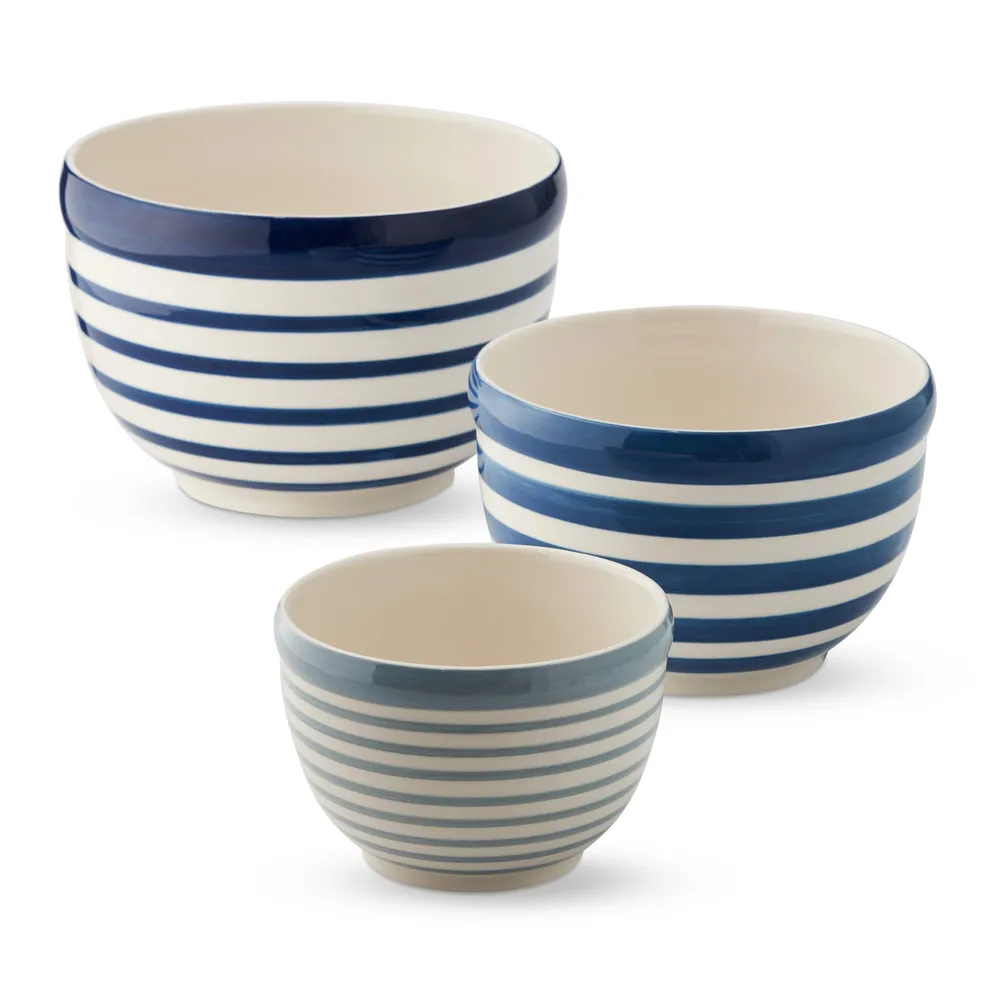 Williams Sonoma Stripe Mixing Bowls, Set of 3, Blue Tonal