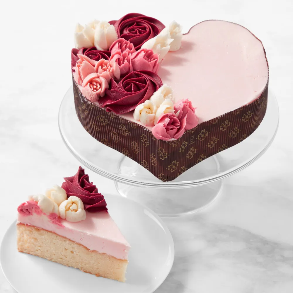 rose heart shaped cake