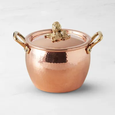Ruffoni Historia Hammered Copper Stock Pot with Artichoke Knob