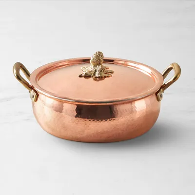 Ruffoni Historia Hammered Copper Chef Pan with Vine Lid, 4-Qt. in