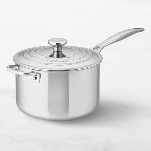 Le Creuset 3 Qt. Tri-Ply Stainless Steel Saucepan with Lid