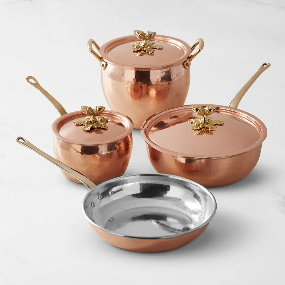 Fit Choice 8 Pieces Steel Hammered Copper Cookware Set Pots and