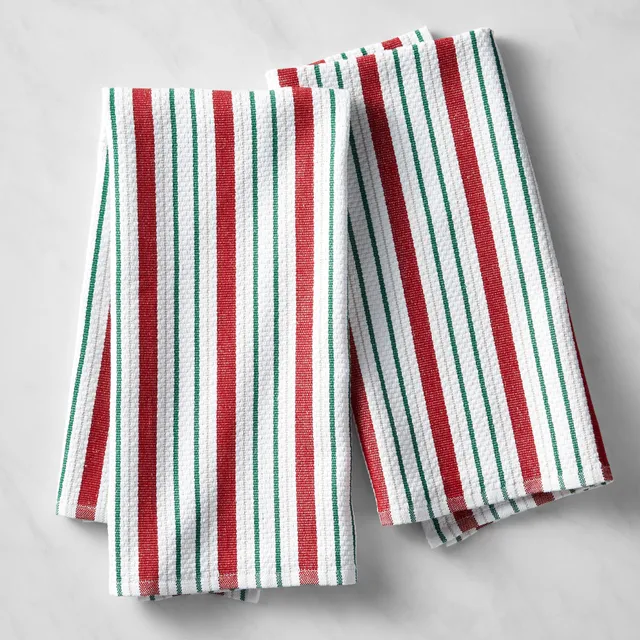 Striped Kitchen Towels Red & Green