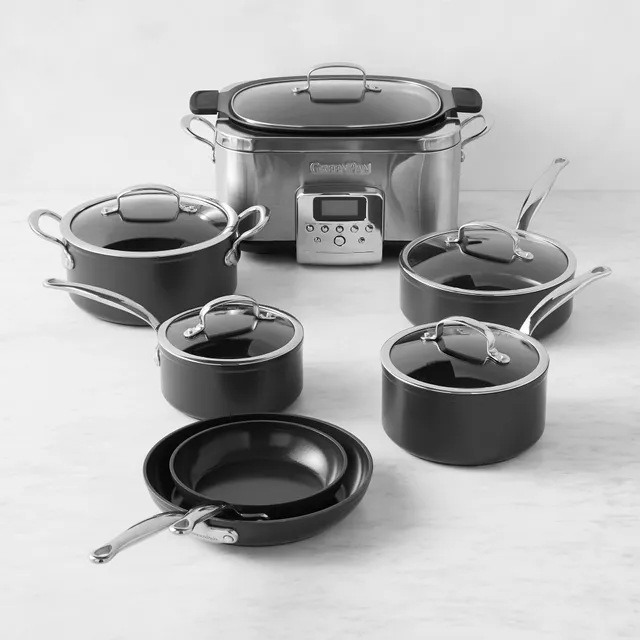 Williams Sonoma GreenPan™ Premiere Stainless-Steel Ceramic Nonstick  11-Piece Cookware Set with Slow Cooker