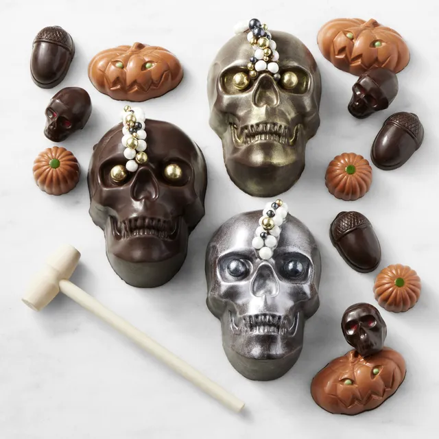 Williams Sonoma Skull Etched Glass & Ice Mold Set