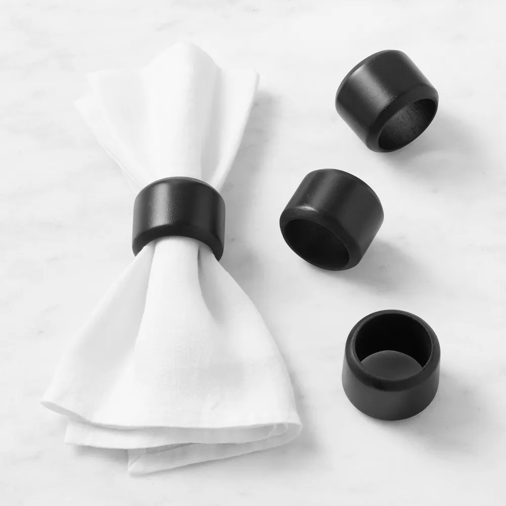 Williams Sonoma Dark Wood Napkin Rings, Set of 4