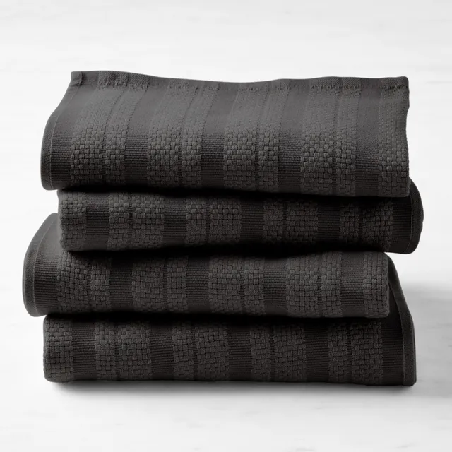 Williams-Sonoma Classic Striped Dishcloths, Dishrags, Jet Black (Set of 4)