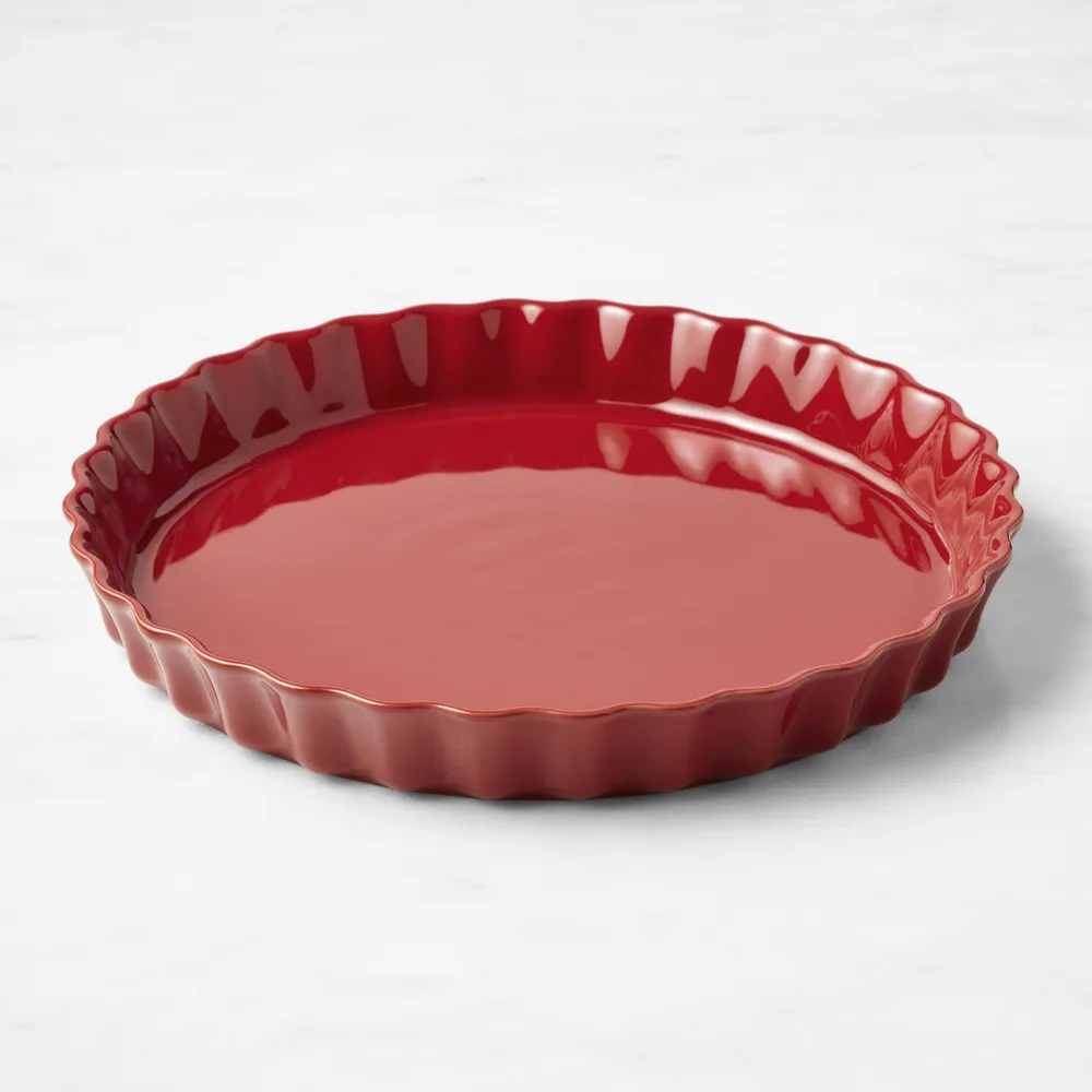 NEW Emile Henry France Red Ruffled Oval Ceramic Baking Dish