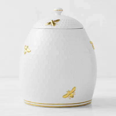 Williams Sonoma Honeycomb Porcelain Figural Cookie Jar