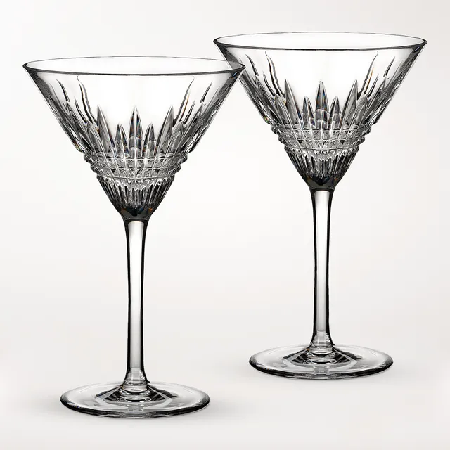 Williams Sonoma Waterford Lismore Black Martini Glasses, Set of 2