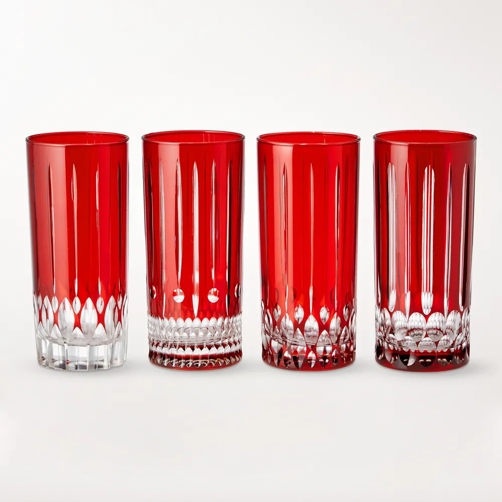 Cut Glass Red Barware, Set of 4