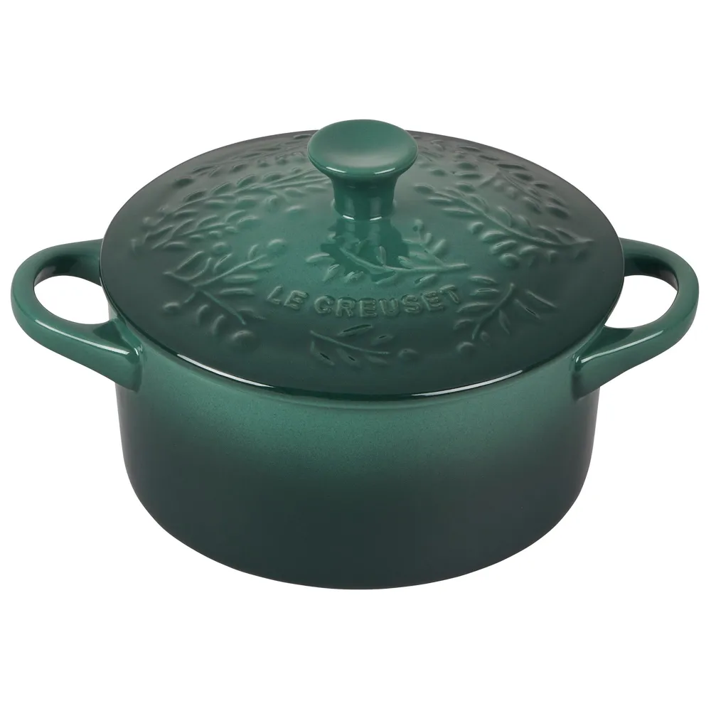Le Creuset Stoneware Mini Round Cocotte with Flower Lid, 8oz., Nectar