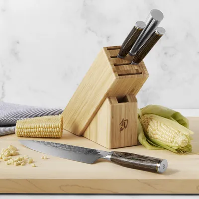 Grey Knife Set in A Block - 5 Piece - Grey