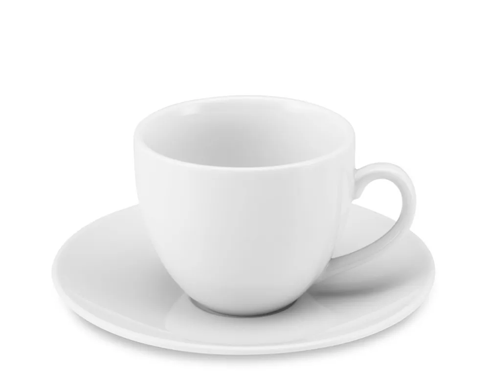 Williams Sonoma Brasserie All-White Porcelain Cups & Saucers, Set of 4