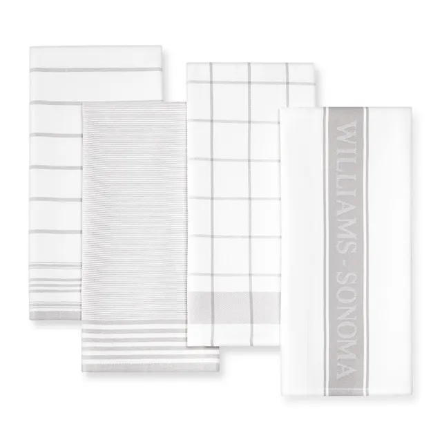 Williams Sonoma BLACK & WHITE MULTIPACK Kitchen Towels Set of 4