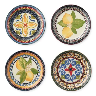 Sicily Ceramic Salad Plates, Set of 4, Mixed Green