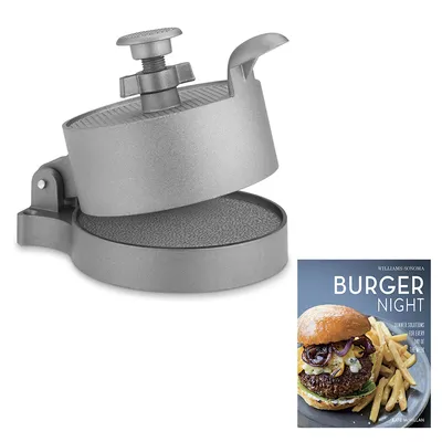 Adjustable Nonstick Burger Press with Burger Night Cookbook