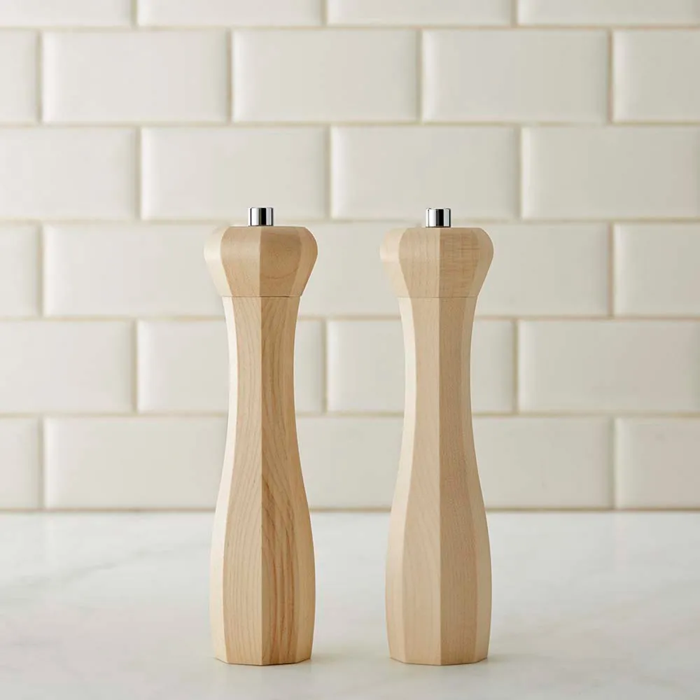 Maple Wood Salt and Pepper Shaker Set, Hand Turned Salt and Pepper