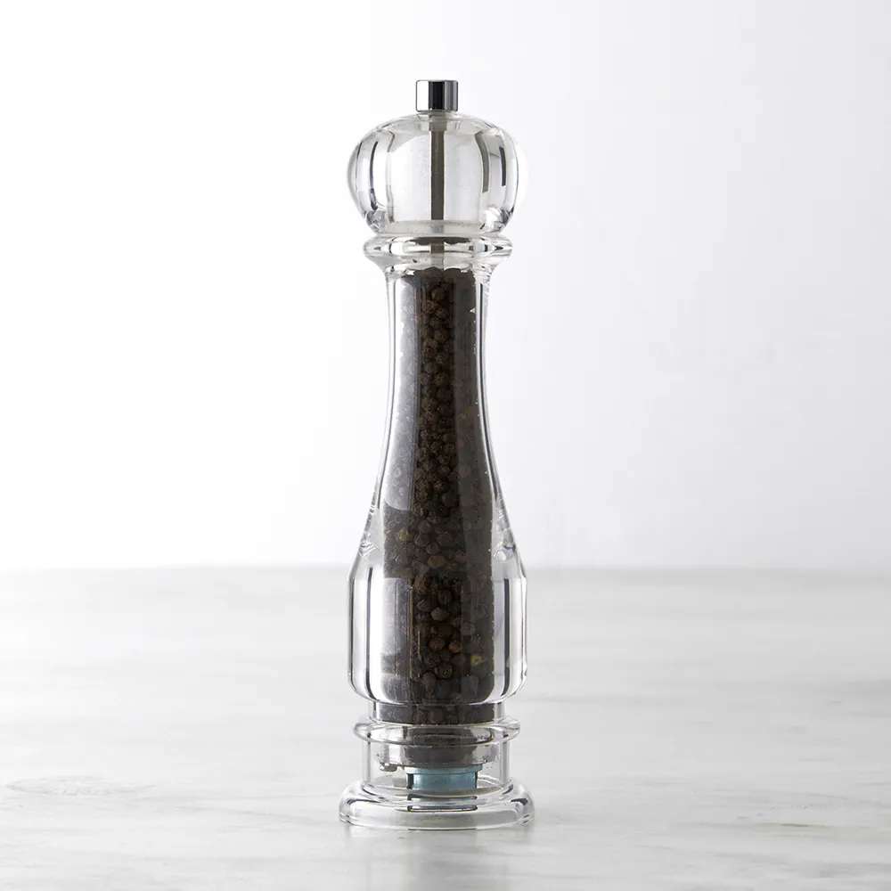 Salt and Pepper Mill, Clear Acrylic with Stainless Steel Top