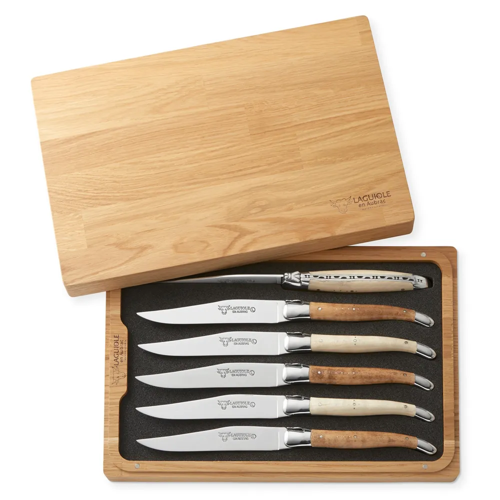 Set of 6 Laguiole en Aubrac Steak Knives Stainless Steel Shiny