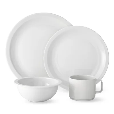 Williams Sonoma Brasserie Red-Banded Porcelain Dinner Plates, Set