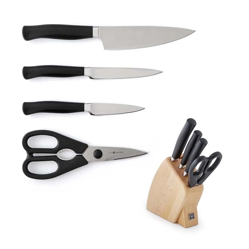  Wusthof Classic Five Piece Cook's Set, 5, Black