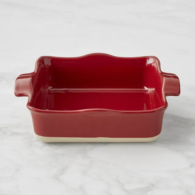NEW Emile Henry France Red Ruffled Oval Ceramic Baking Dish