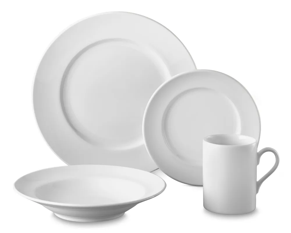Brasserie Blue-Banded Porcelain Dinner Plate Set - Set of 4  Porcelain  dinnerware, Dinnerware, Traditional dinnerware sets