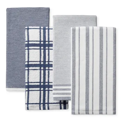 Williams-Sonoma Classic Striped Dishcloths, Dishrags, Jet Black (Set of 4)