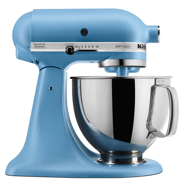 Premium AI Image  A blue kitchenaid mixer with a pink stand mixer