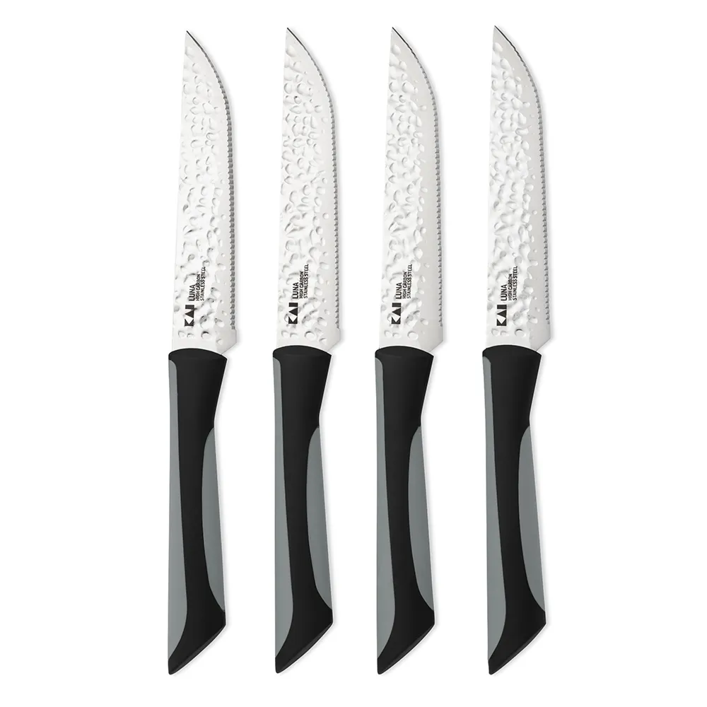 KAI Luna Three Piece Essential Knife Set With Black And Gray Soft Grip  Handles For Sale