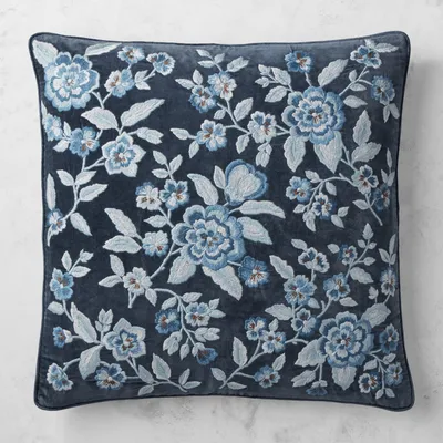 Floral Velvet Embroidered Pillow