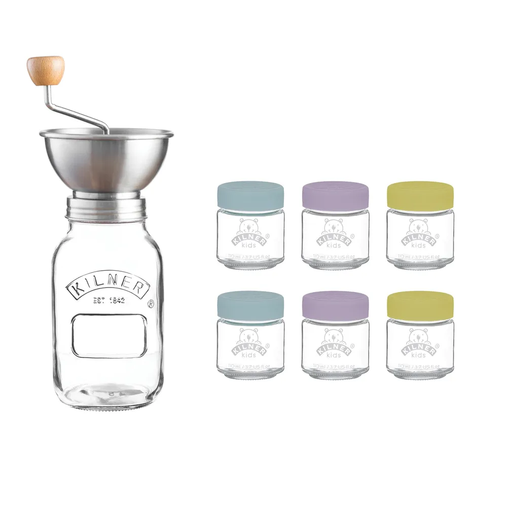  Kilner Snack On The Go Glass Jar Set Stainless Steel