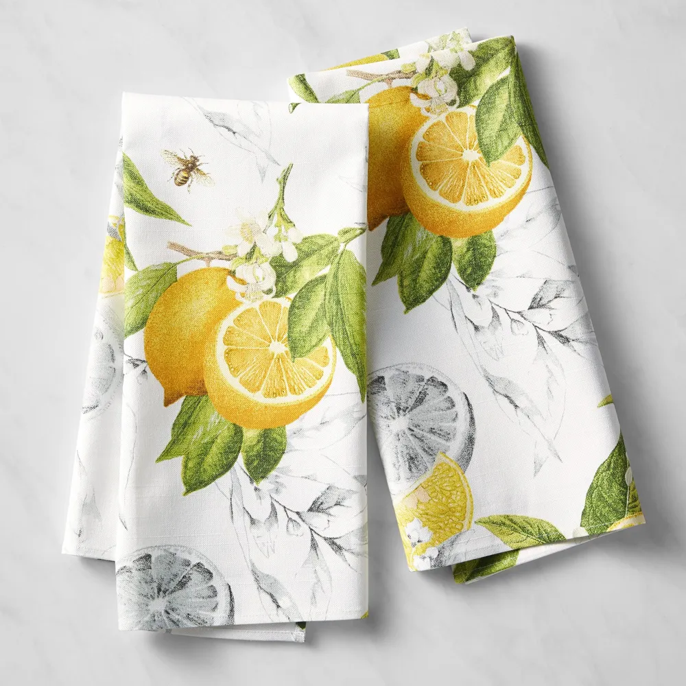 Williams-Sonoma Williams Sonoma Classic Stripe Kitchen Dish Towels, Set of 4, Cotton (Lemon Yellow)