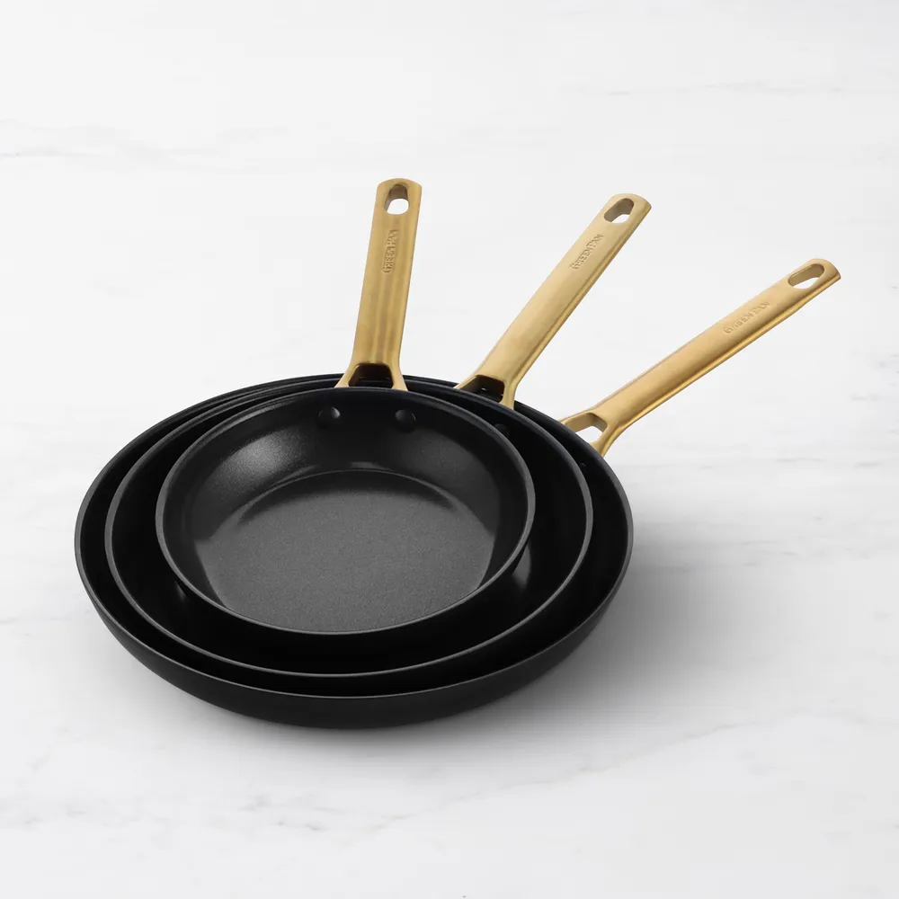 Reserve Ceramic Nonstick 8, 10 and 12 Frypan Set | Taupe with Gold-Tone  Handles