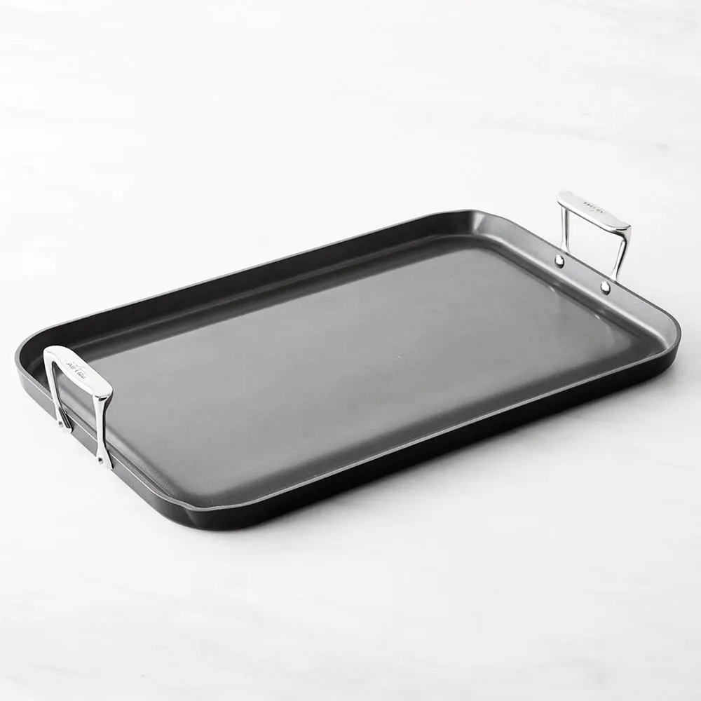 New Williams Sonoma Hard-Anodized Nonstick Double-Burner Grill Pan and  griddle