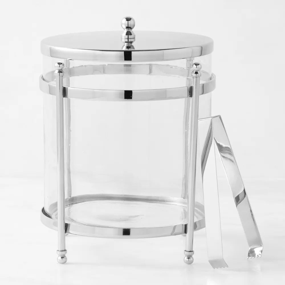 Stewart Plaid Glass Ice Bucket