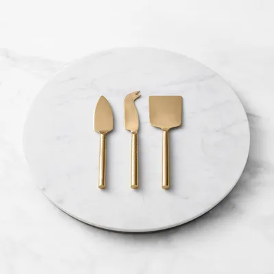Marble & Brass Cheese Board with Cheese Knives