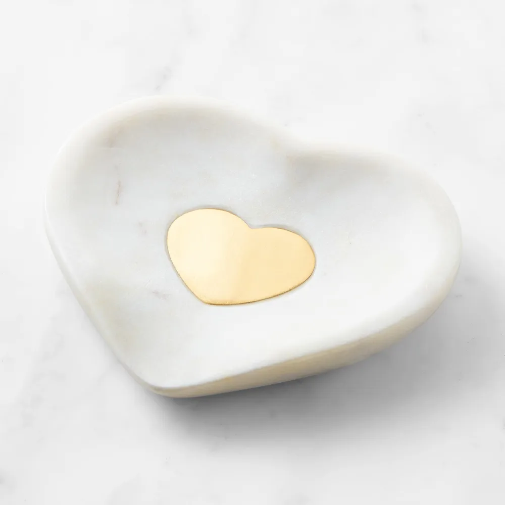 Williams Sonoma Heart Spoon Rest, Marble and Brass