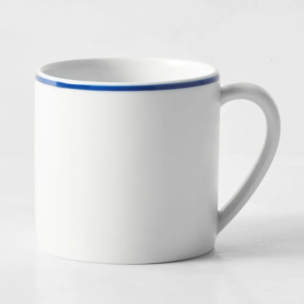 Williams Sonoma Apilco Tradition Blue-Banded Porcelain Mugs