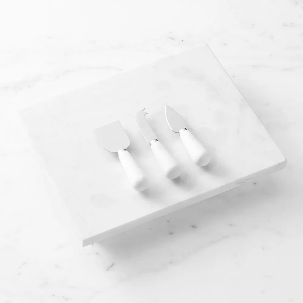 Pottery Barn White Marble Cheese Knives - Set Of 4, New in Box