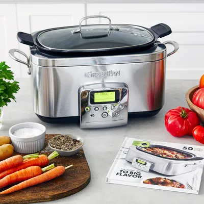 GreenPan™ Premiere Stainless-Steel Slow Cooker + The Slow Way To Big Flavour Cookbook