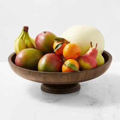 Williams Sonoma Walnut Pedestal Fruit Bowl