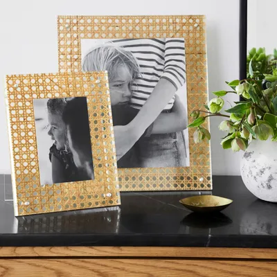 Rattan and Acrylic Block Picture Frames