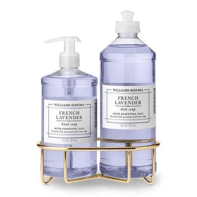 Williams Sonoma French Lavender Hand Soap & Dish 3-Piece Kitchen Set