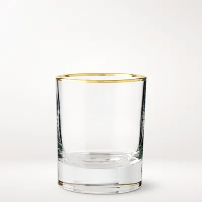 Gold Rim Single Old-Fashioned Glasses, Set of 4
