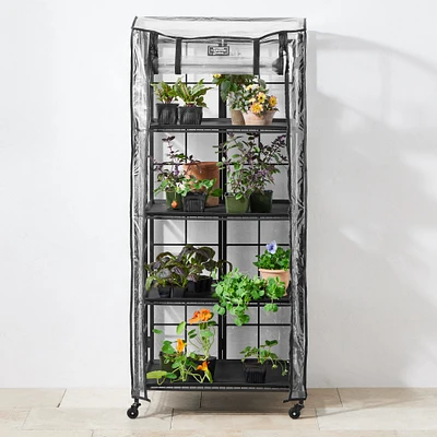 Modern Farmhouse Plant Stand with Adjustable Shelf & Patio Greenhouse